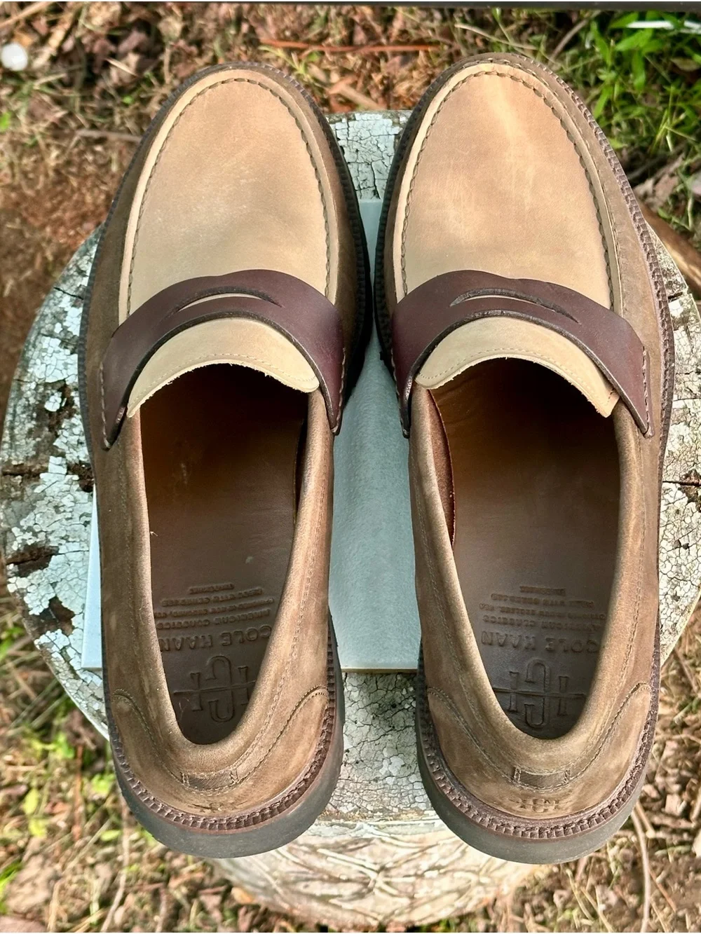 Men's Two-Tone Brown Penny Loafers